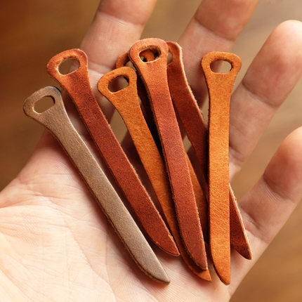 进口头层牛皮霍尔文皮箱包背包服装辅料拉链皮拉片拉链头尾绳装饰