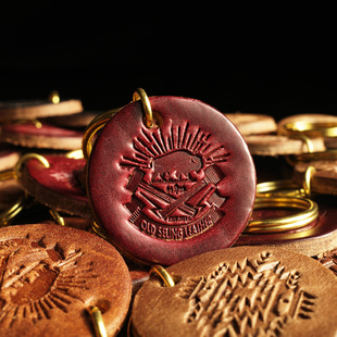 美国进口HORWEEN 复古手工钥匙牌钥匙扣挂饰 CXL霍尔文茶芯皮美式