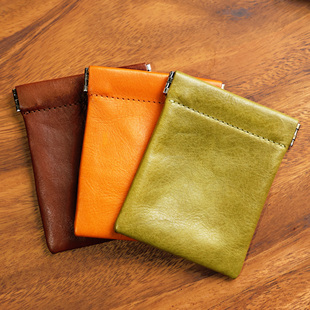 文艺复古手工植鞣牛皮首饰收纳袋文玩口红银行卡多功能卡包零钱包