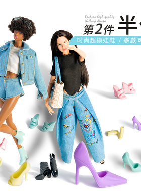 超模爸比高跟鞋子多色时尚款式高品质玩具娃娃靴子配件原创正品