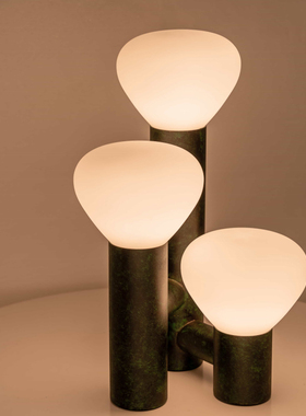 【品一有品】 自然风格青苔绿中古蘑菇台灯客厅别墅床头装饰台灯