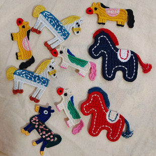 国风马年新款小马刺绣布贴手工DIY彩色马造型装饰贴布 包手机壳贴