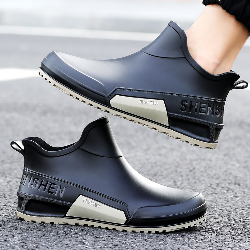 简约男装时尚耐磨纯色防水鞋男雨鞋男雨靴轻便中低帮四季洗车工作