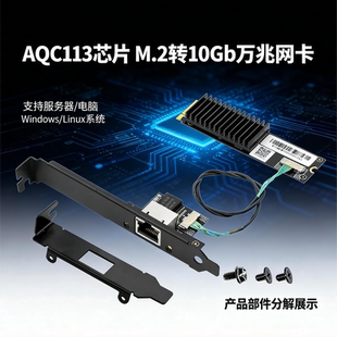 ACQ113芯片M.2万兆游戏网卡支持服务器和多种电脑系统自适应网卡高速RJ45网卡台式机服务器适配内置网卡