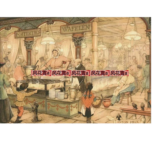 超清晰彩色十字绣电子图纸saga/XSD 名画荷兰松饼摊500-350 110