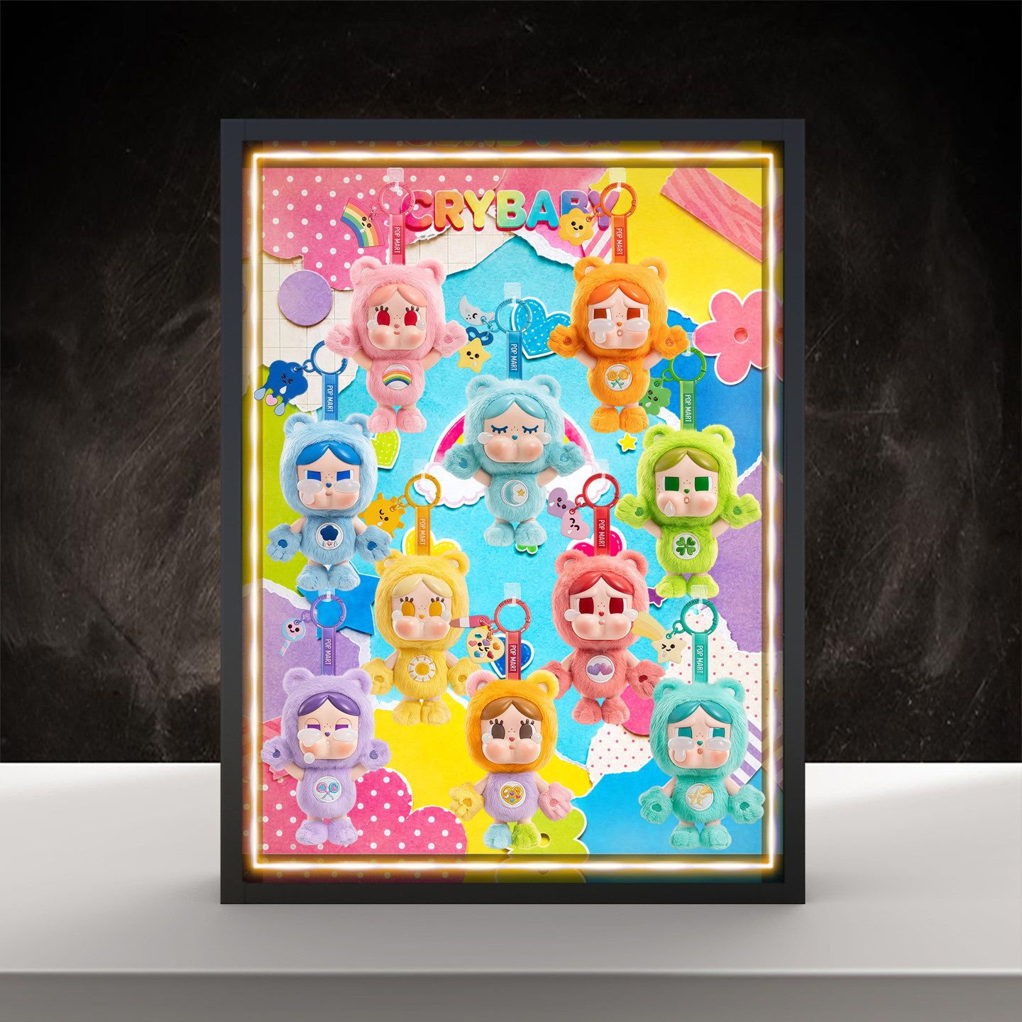 相框可壁挂展示盒适用CRYBABY Care Bears哭娃爱心熊系列搪胶盲盒