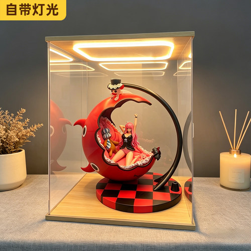 适用可开门可叠加带回型灯手办乐高盲盒积木泡泡玛特防尘罩展示盒