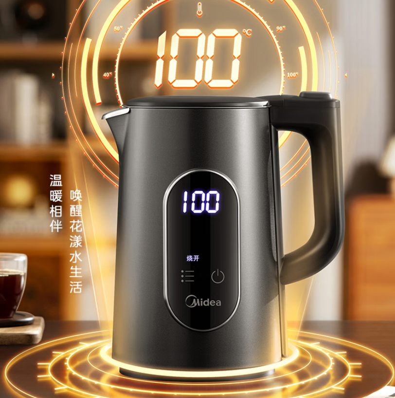 美的316L不锈钢电热水壶1.5L