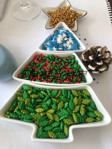 雪花星星红珠 圣诞可食用装饰裱花珠光彩翻糖蛋糕diy烘焙姜饼500g