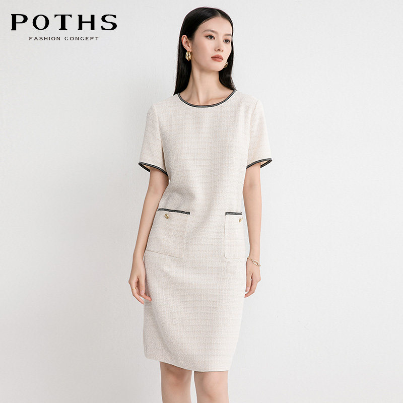 POTHS/铂玺小香风连衣裙女秋季2025新款正式场合气质裙子84605388