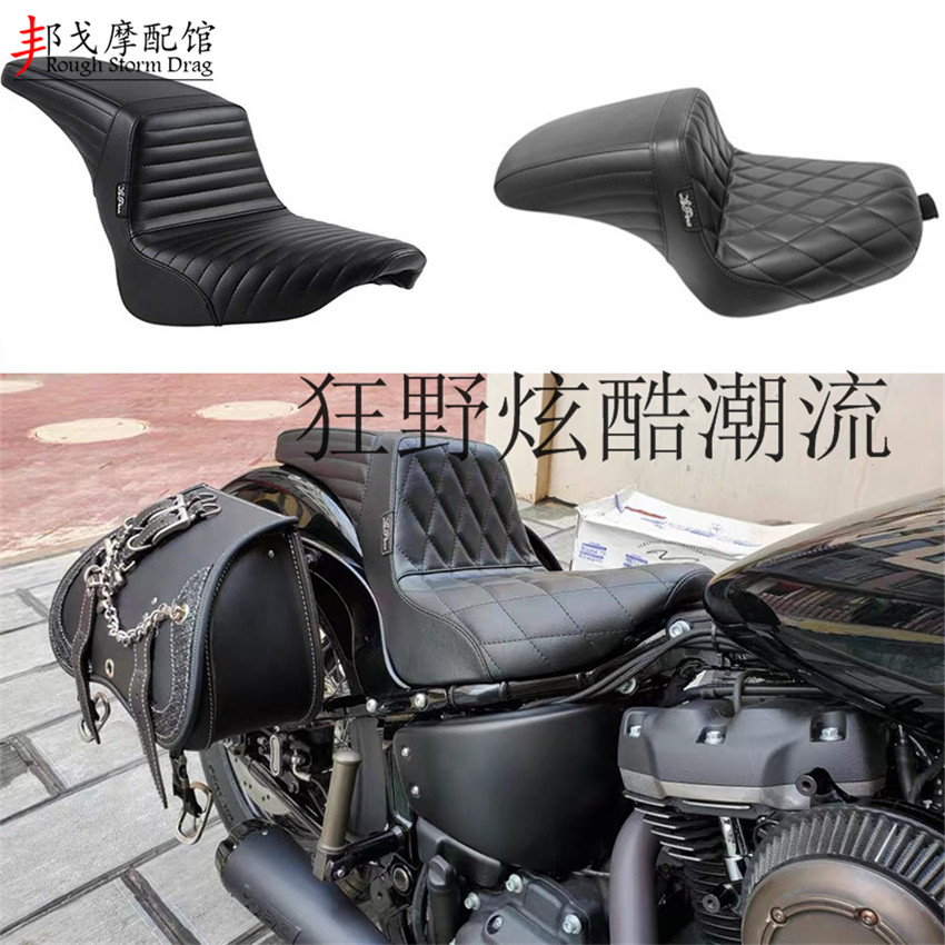 哈雷18-2020软尾街霸座改装双人坐垫 复古连体双座ds匪帮双人坐垫