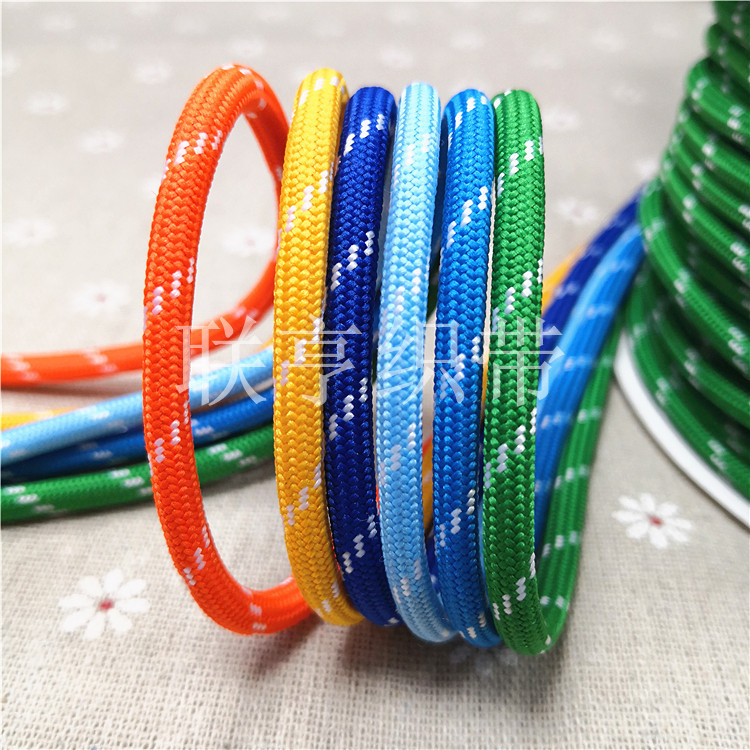 5MM粗彩色跳白点涤纶包芯圆绳耐磨捆绑绳DIY手工编织绳服装腰帽绳