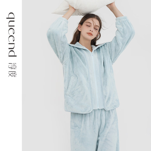 保暖珊瑚绒睡衣女套装淳度大翻领
