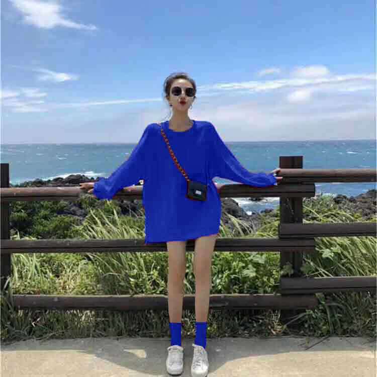 克莱因蓝色冰冰袜子女夏季薄款网红外穿透气中筒袜春秋日系堆堆袜