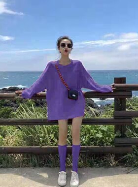 夏季薄款紫色小腿袜子女网红外穿洋气百搭半截高筒袜春秋长筒袜