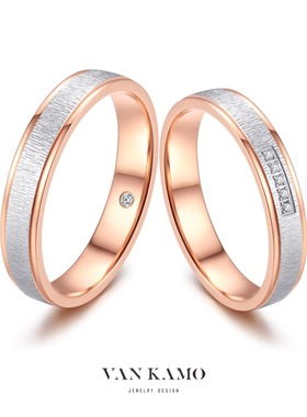 VAN KAMO-陨星 原创设计18k金情侣对戒 钻石对戒 玫瑰金时尚男戒