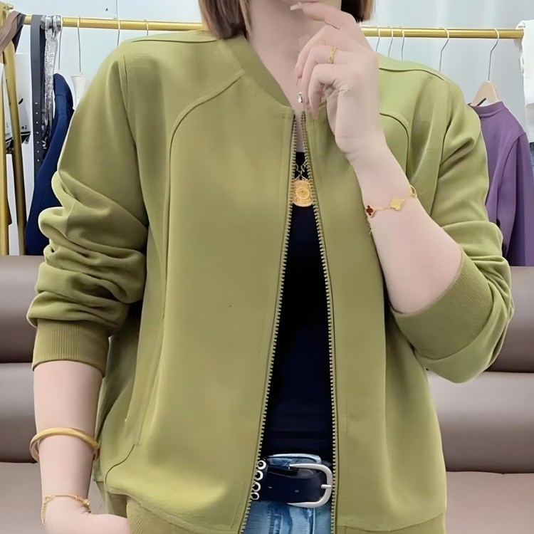 拉链短款显瘦减龄妈妈棒球服