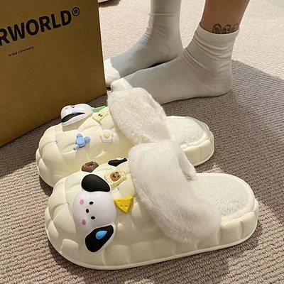 可爱卡通保暖防滑室内居家棉拖鞋