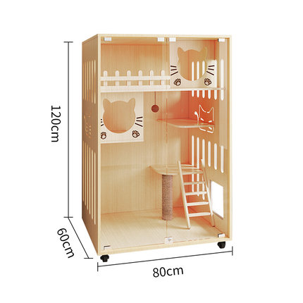 高档猫窝猫别墅家用实木猫笼超大自由空间室内豪华猫舍多猫防水猫