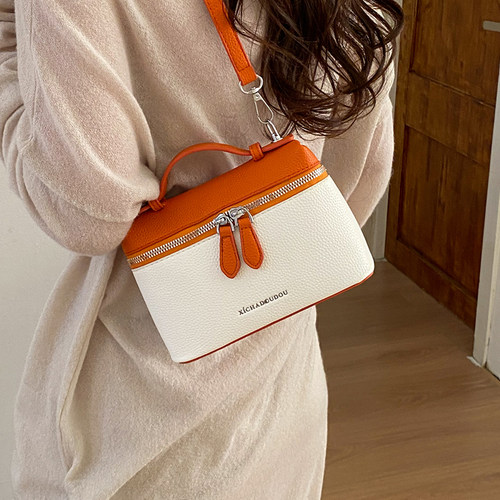 ZATZ撞色手提盒子小包斜挎包