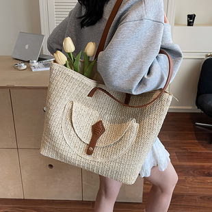 海边度假风大包包女2025新款时尚腋下草编包夏季大容量腋下编织包