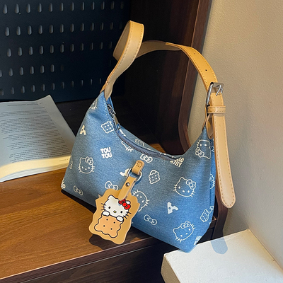 ZATZ牛仔布印花饺子包斜挎包