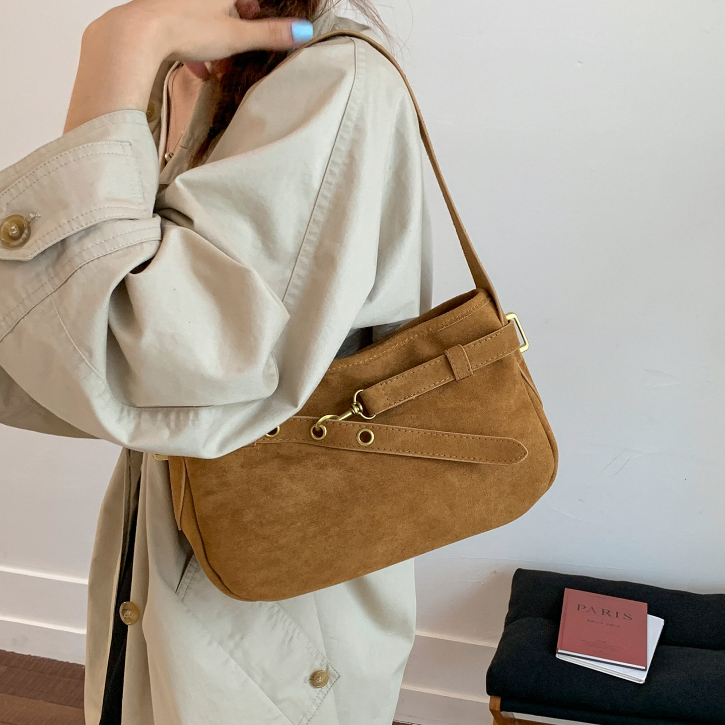 美拉德磨砂小包包女2025新款时尚麂皮绒小方包秋冬复古腋下小方包,箱包皮具/热销女包/男包,腋下包,淘宝优惠券,粉丝福利购,淘宝优惠卷