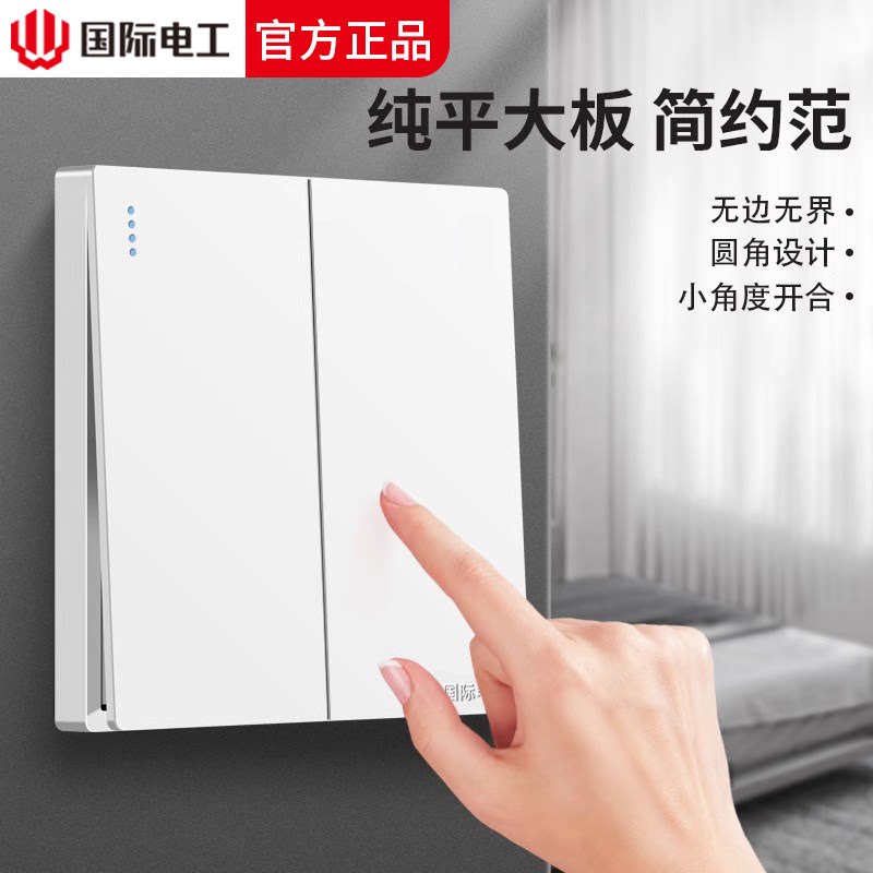 国际电工白色一开双控双开单开双联多控墙壁家用电灯开关插座面板图片