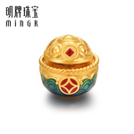 明牌珠宝3D硬金串珠 黄金烤漆满盆彩转运珠足金手串礼物AFP0612