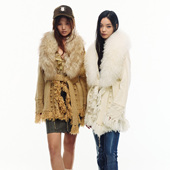 JELLOJELLO25秋冬滩羊毛领拼接金丝羊毛流苏针织毛衣外套