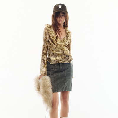 JELLOJELLO25低腰半裙荷叶边衬衫