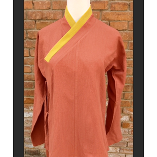 遥知彩色纯棉拼色护领汉服交领中衣长袖右衽cos服内搭外穿均可