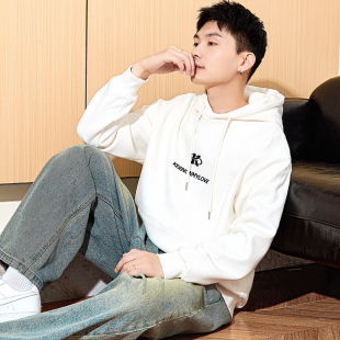 唐狮美式连帽卫衣男款2025春季新款潮牌宽松高级感青少年男生上衣