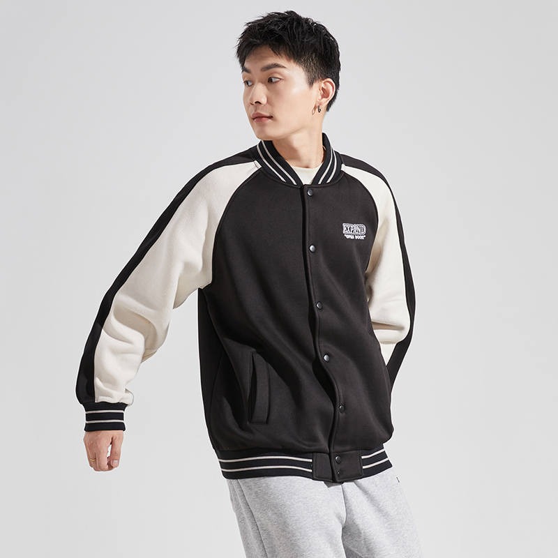 唐狮时尚撞色拼接宽松美式棒球服