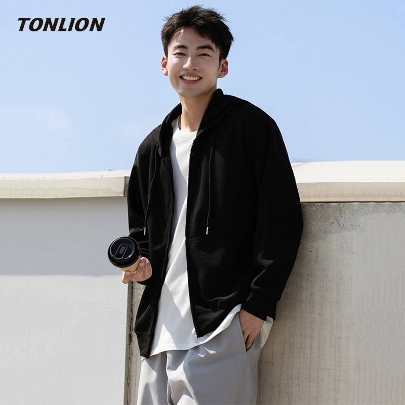唐狮连帽卫衣男款2025秋冬新款重磅开衫男士宽松高级感青少年上衣