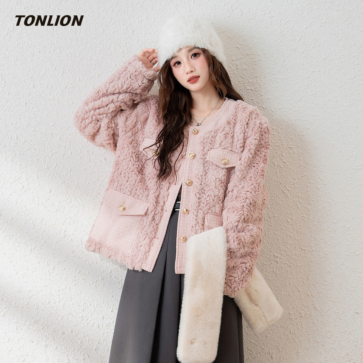 唐狮小香风外套女2025秋冬新款韩系拼接高级感宽松小个子爆款上衣,女装/女士精品,短外套,淘宝优惠券,粉丝福利购,淘宝优惠卷