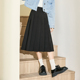 小个子a字百褶裙子 高腰显瘦中长款 唐狮黑色半身裙女2026春季 新款