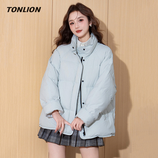 唐狮短款羽绒服女款2025冬季新款韩版立领宽松加厚保暖面包服外套