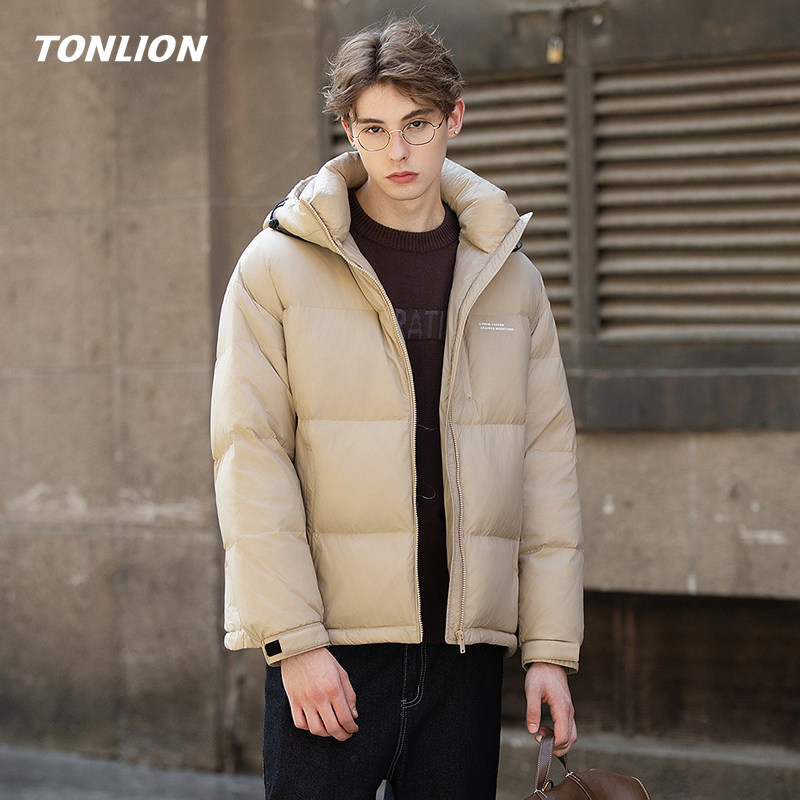 唐狮男士短款羽绒服2025冬季新款韩版宽松连帽青少年加厚保暖外套