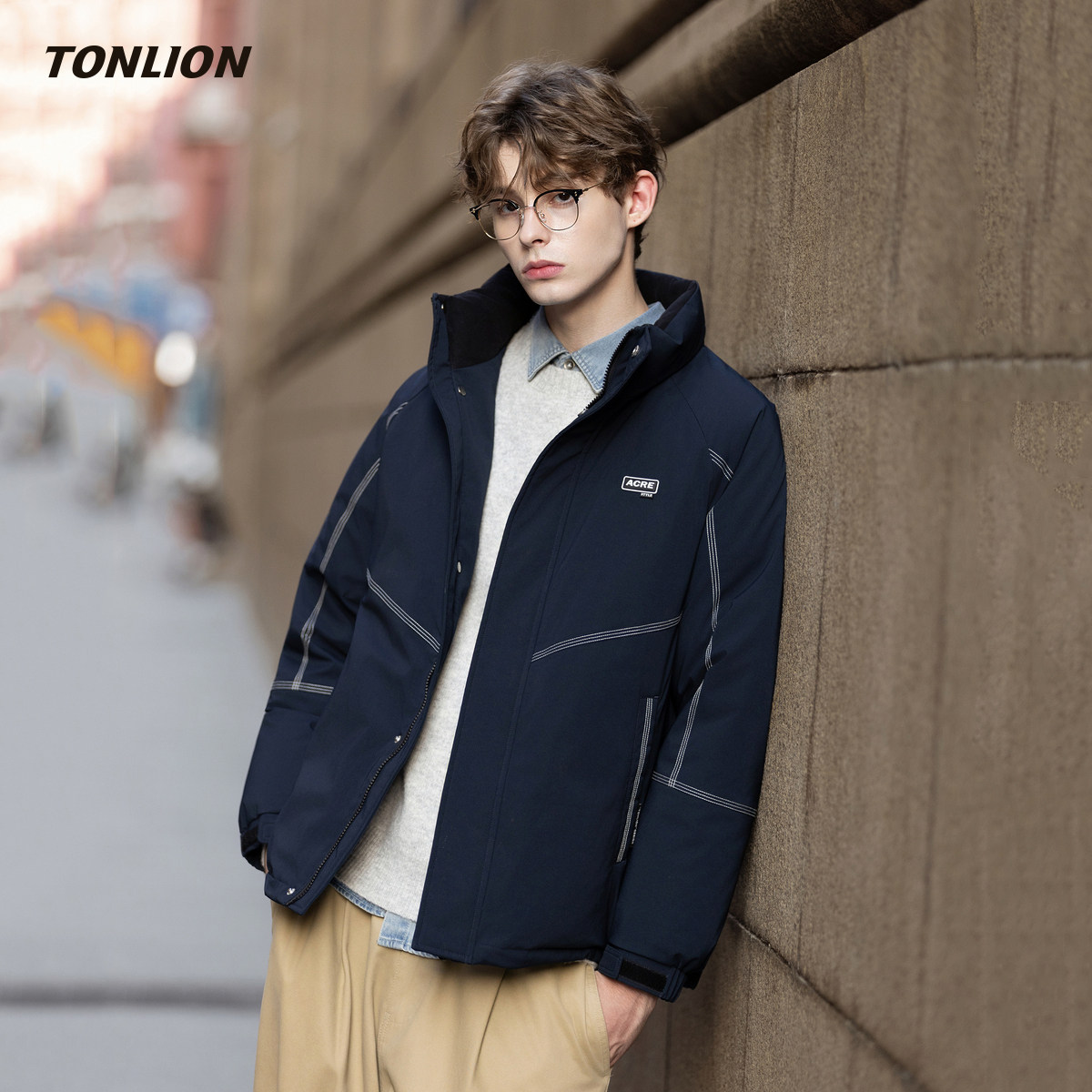 唐狮短款羽绒服男2025冬季新款立领宽松设计感青少年防寒保暖外套