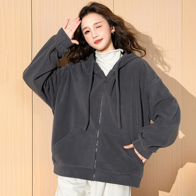 唐狮韩版宽松连帽休闲摇粒绒外套