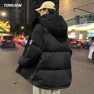 唐狮短款羽绒服男款2025冬季新款韩版宽松连帽高级感加厚保暖外套