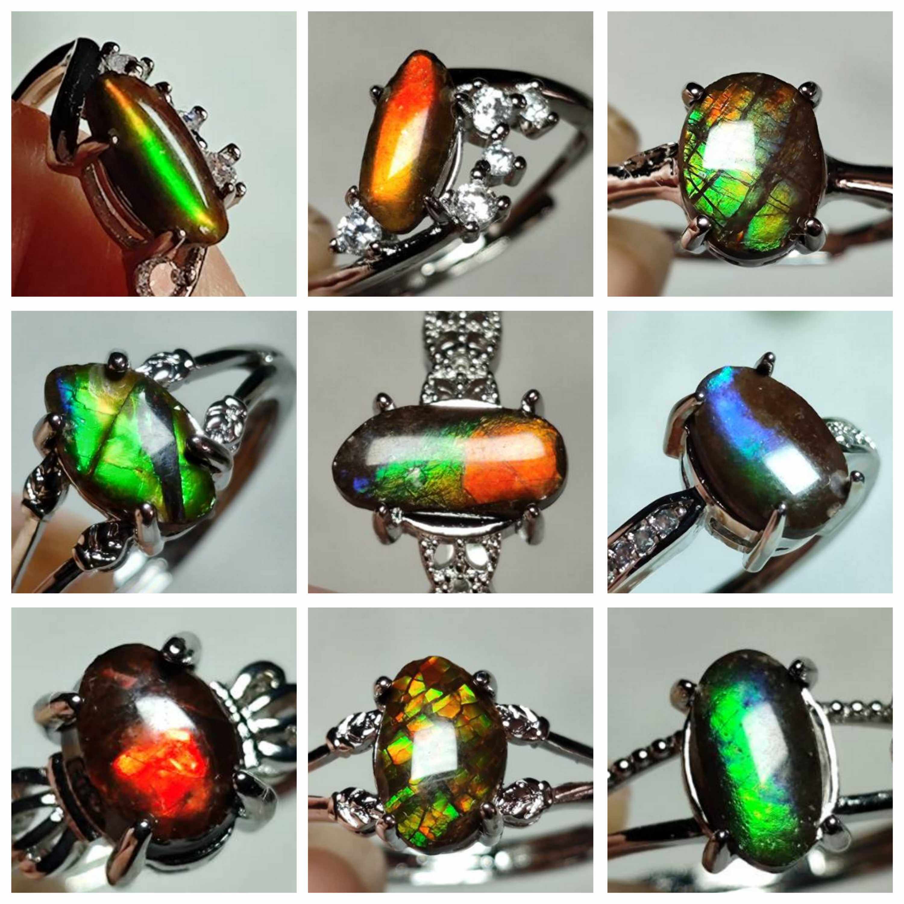 加拿大天然斑彩石戒指活口