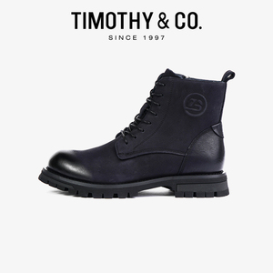 TIMOTHY＆CO．/迪迈奇手工春秋复古高帮男鞋内里加绒侧拉链工装靴