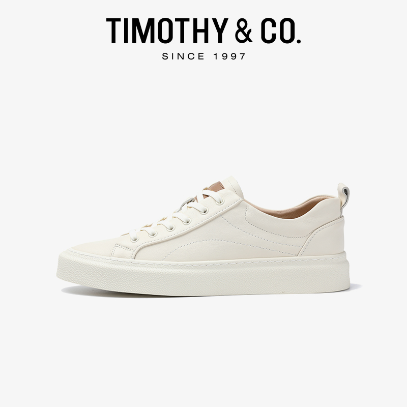 TIMOTHY＆CO．/头层牛皮小白鞋男士百搭商务休闲舒适透气板鞋皮鞋