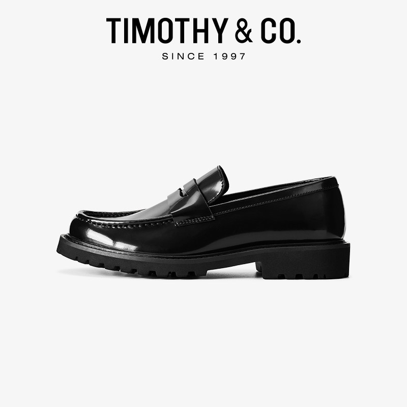 TIMOTHY&CO./迪迈奇商务乐福鞋增高休闲真皮皮鞋一脚蹬婚鞋男