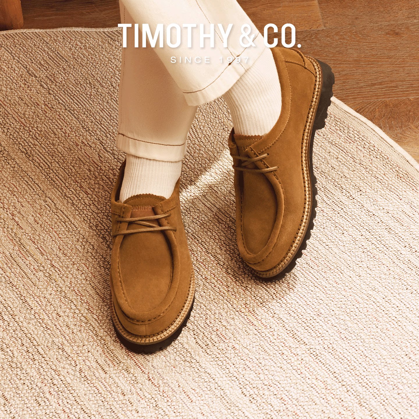 TIMOTHY&CO./迪迈奇翻毛皮袋鼠鞋春季复古老钱风牛绒休闲皮鞋男