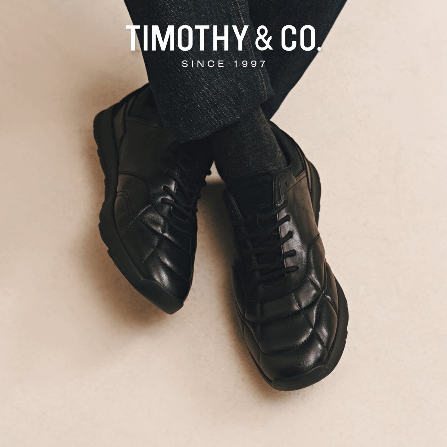 TIMOTHY&CO./迪迈奇真皮休闲鞋小众设计款羊皮板鞋运动足球鞋男