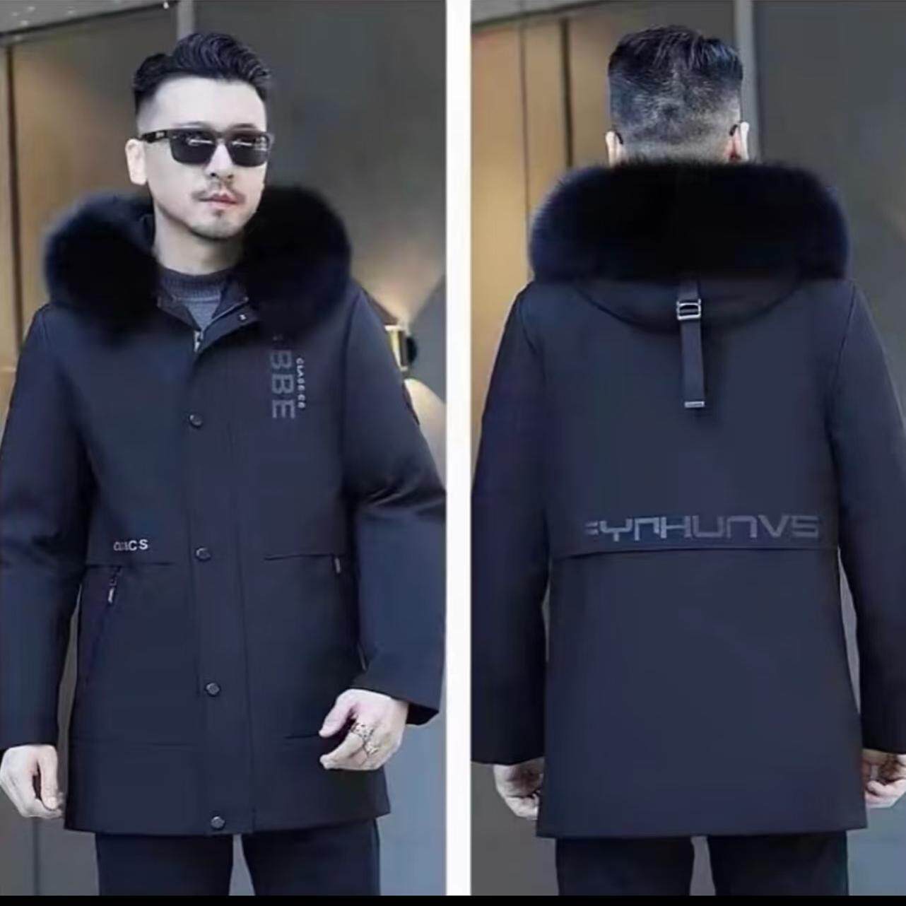 商务休闲时尚新款辛巴二代男装派克服内胆可拆卸真皮真毛狐狸毛领