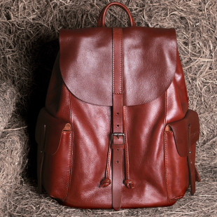 藏皮客包包男式 头层牛皮双肩包多口袋复古休闲真皮女背包 2026新款